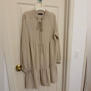 SHEIN Beige Long Sleeve Tunic/Dress